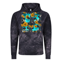 Cloud Black black angus and sunflowers seamless pattern Vintage Hoodie - HRA Design Shop