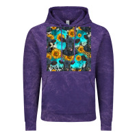 Cloud Purple black angus and sunflowers seamless pattern Vintage Hoodie - HRA Design Shop