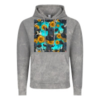 Cloud Rock black angus and sunflowers seamless pattern Vintage Hoodie - HRA Design Shop