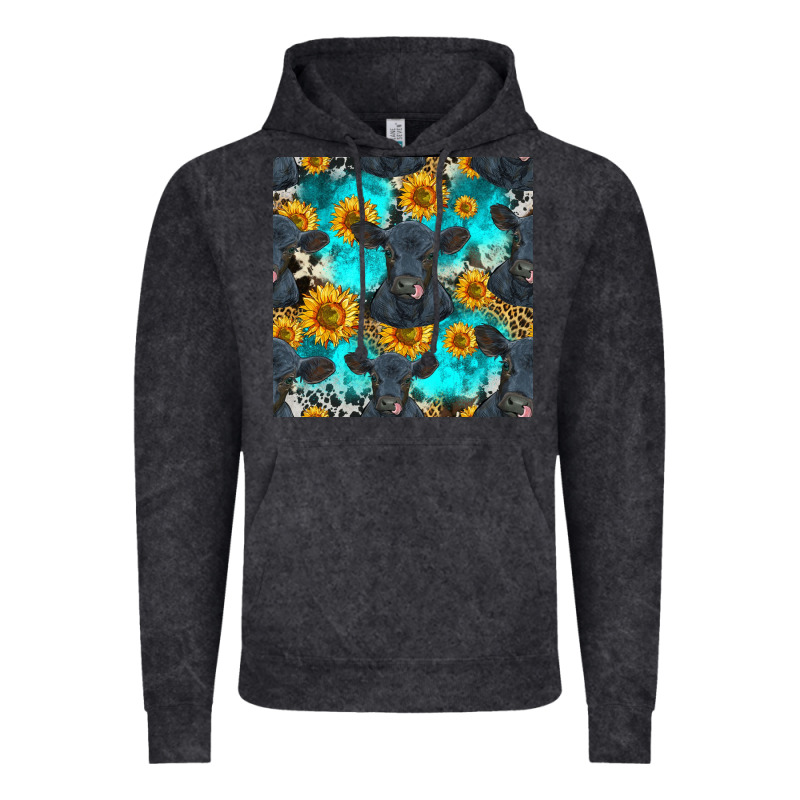 Black Angus And Sunflowers Seamless Pattern Vintage Hoodie by HRA Design Shop | Teevron