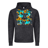 Vintage Black black angus and sunflowers seamless pattern Vintage Hoodie - HRA Design Shop