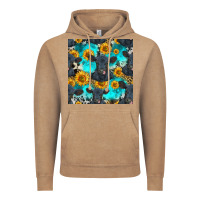 Vintage Coffee black angus and sunflowers seamless pattern Vintage Hoodie - HRA Design Shop