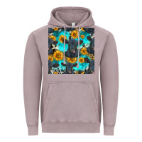 Vintage Zinc black angus and sunflowers seamless pattern Vintage Hoodie - HRA Design Shop