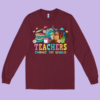Custom Teacher Long Sleeve Tee Designed By Jahusdesignshop
