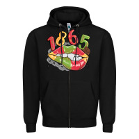 Black 1865 juneteenth lips Zipper Hoodie - MaliasSmallBusiness