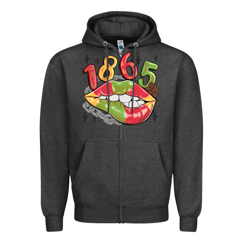 1865 Juneteenth Lips Zipper Hoodie by MaliasSmallBusiness | Teevron