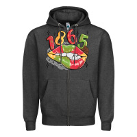 Charcoal Heather 1865 juneteenth lips Zipper Hoodie - MaliasSmallBusiness