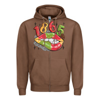 Chestnut 1865 juneteenth lips Zipper Hoodie - MaliasSmallBusiness
