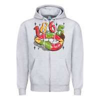 Heather Grey 1865 juneteenth lips Zipper Hoodie - MaliasSmallBusiness