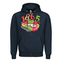 Navy 1865 juneteenth lips Zipper Hoodie - MaliasSmallBusiness