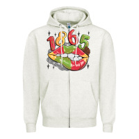 Oatmeal Heather 1865 juneteenth lips Zipper Hoodie - MaliasSmallBusiness