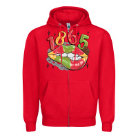 Red 1865 juneteenth lips Zipper Hoodie - MaliasSmallBusiness