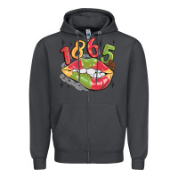 Smoke 1865 juneteenth lips Zipper Hoodie - MaliasSmallBusiness
