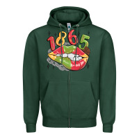 Sports Green 1865 juneteenth lips Zipper Hoodie - MaliasSmallBusiness