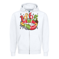 White 1865 juneteenth lips Zipper Hoodie - MaliasSmallBusiness