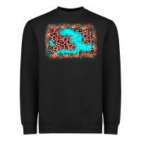 Black easter Leopard turquoise background Heavyweight Sweatshirt - JahusDesignShop