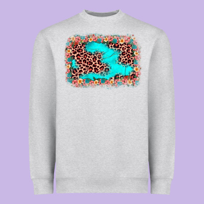 Easter Leopard Turquoise Background Heavyweight Sweatshirt Designed By Jahusdesignshop