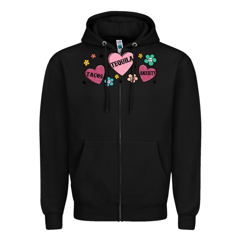 Tacos Tequila Anxiety Zipper Hoodie by MaliasSmallBusiness | Teevron