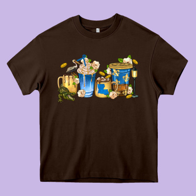 Louisiana Coffee Cups Heavy Core Tee Designed By Texasbilliewilder