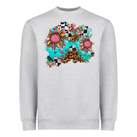 Heather Grey race sunflower patches Heavyweight Sweatshirt - AdoDesignShop