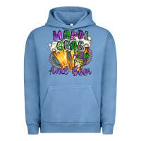 Pigment Pebble Blue mardi gras and beer Urban Hoodie - CowGirlArtShop