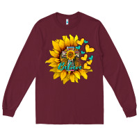Burgundy western sunflower  cross believe Long Sleeve Tee - BarkalooDesign