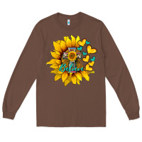 Chestnut western sunflower  cross believe Long Sleeve Tee - BarkalooDesign