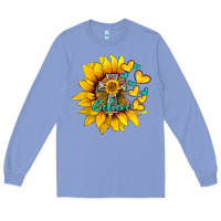 Colony Blue western sunflower  cross believe Long Sleeve Tee - BarkalooDesign