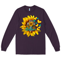Plum western sunflower  cross believe Long Sleeve Tee - BarkalooDesign