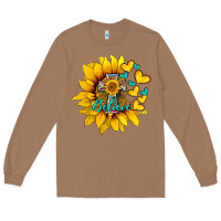 Toasted Coconut western sunflower  cross believe Long Sleeve Tee - BarkalooDesign