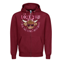 Burgundy love you till the cows come home Zipper Hoodie - MaliasSmallBusiness