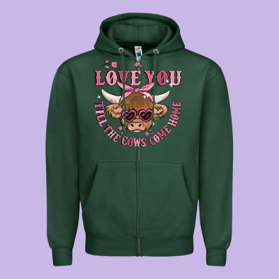 Love You Till The Cows Come Home Zipper Hoodie Designed By Maliassmallbusiness