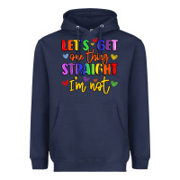 Navy celebrate pride with colorful text Heavyweight Hoodie - LillyAllenDesigns