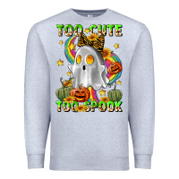 Heather Grey too cute too spook Premium Sweatshirt - LillyAllenDesigns