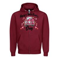 Burgundy happy valentine's day gnome truck Zipper Hoodie - MaliasSmallBusiness
