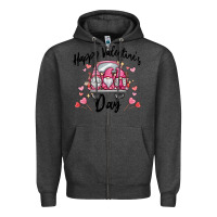 Charcoal Heather happy valentine's day gnome truck Zipper Hoodie - MaliasSmallBusiness