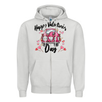 Dove Grey happy valentine's day gnome truck Zipper Hoodie - MaliasSmallBusiness