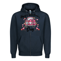 Navy happy valentine's day gnome truck Zipper Hoodie - MaliasSmallBusiness