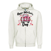 Oatmeal Heather happy valentine's day gnome truck Zipper Hoodie - MaliasSmallBusiness