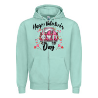 Seafoam happy valentine's day gnome truck Zipper Hoodie - MaliasSmallBusiness