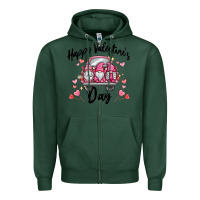 Sports Green happy valentine's day gnome truck Zipper Hoodie - MaliasSmallBusiness