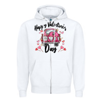 White happy valentine's day gnome truck Zipper Hoodie - MaliasSmallBusiness