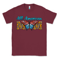 Burgundy All American Mom Butterfly Classic Tee - LillyAllenDesigns