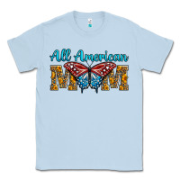 Dusty Blue All American Mom Butterfly Classic Tee - LillyAllenDesigns