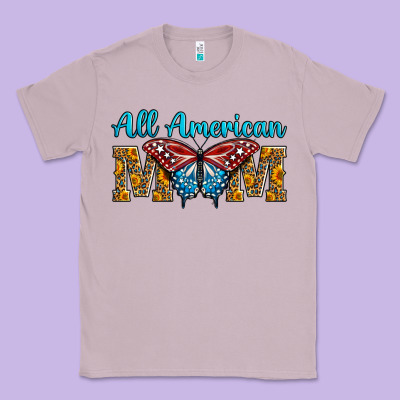 All American Mom Butterfly Classic Tee Designed By Lillyallendesigns