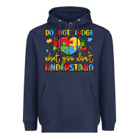 Navy puzzle heart inclusivity message Heavyweight Hoodie - LillyAllenDesigns