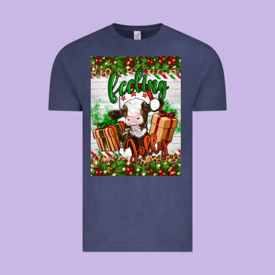 Christmas Feeling Jolly Cow Vintage Tee Designed By Artiststas