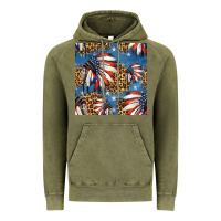 Vintage Olive 4th of july indian headdress seamless pattern Vintage Hoodie - HRA Design Shop