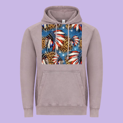 4th Of July Indian Headdress Seamless Pattern Vintage Hoodie Designed By Hra Design Shop