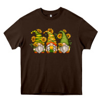 Chocolate Brown sunflower gnomes Heavy Core Tee - Zillion Design Studio